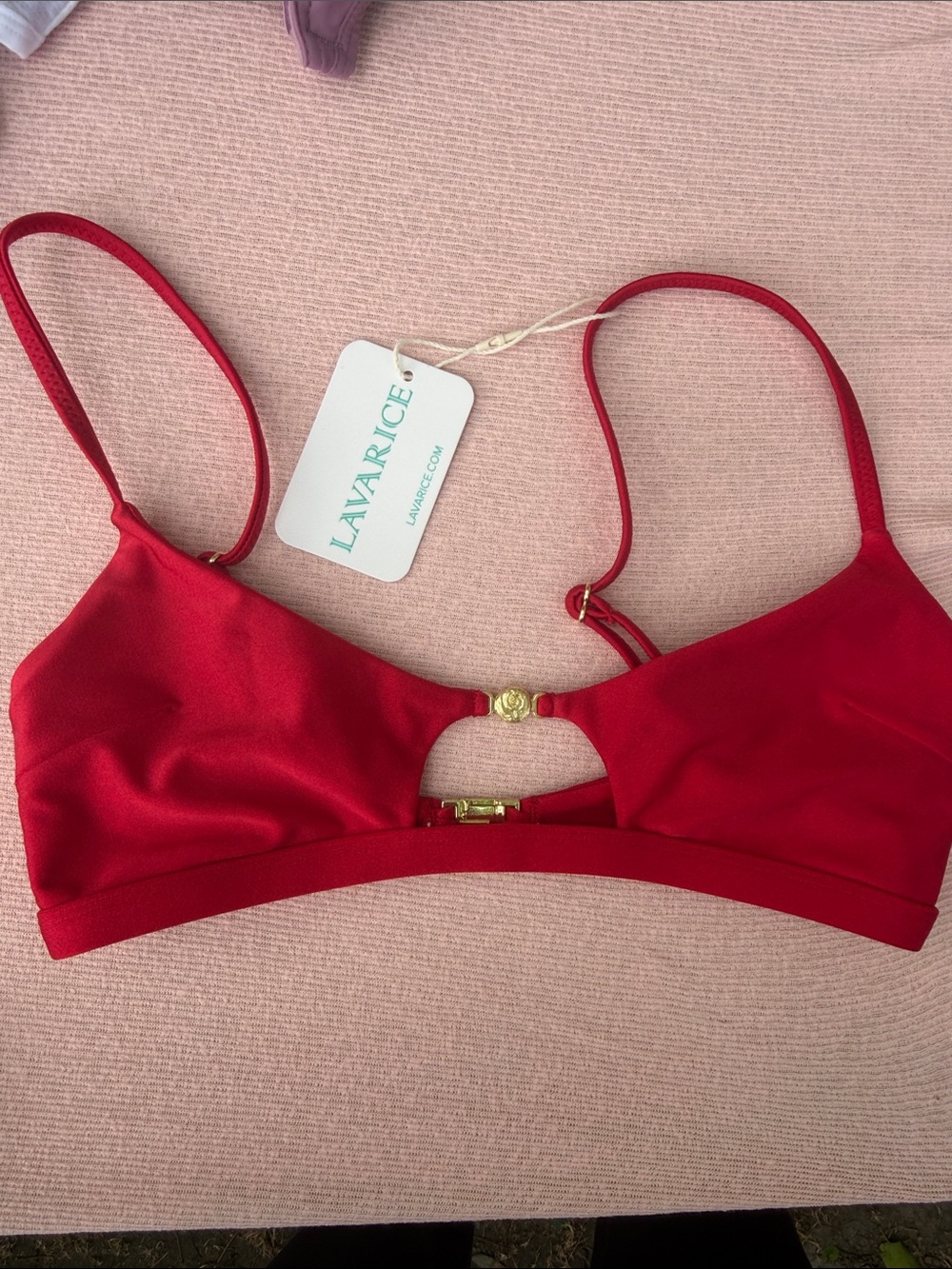 Red Bralette with Gold Hardware